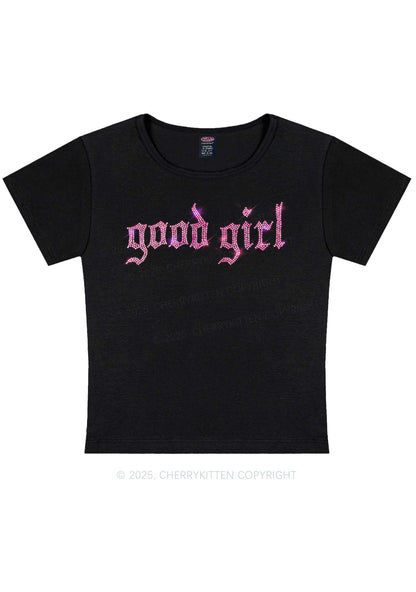 Rhinestone Good Girl Y2K Baby Tee Cherrykitten