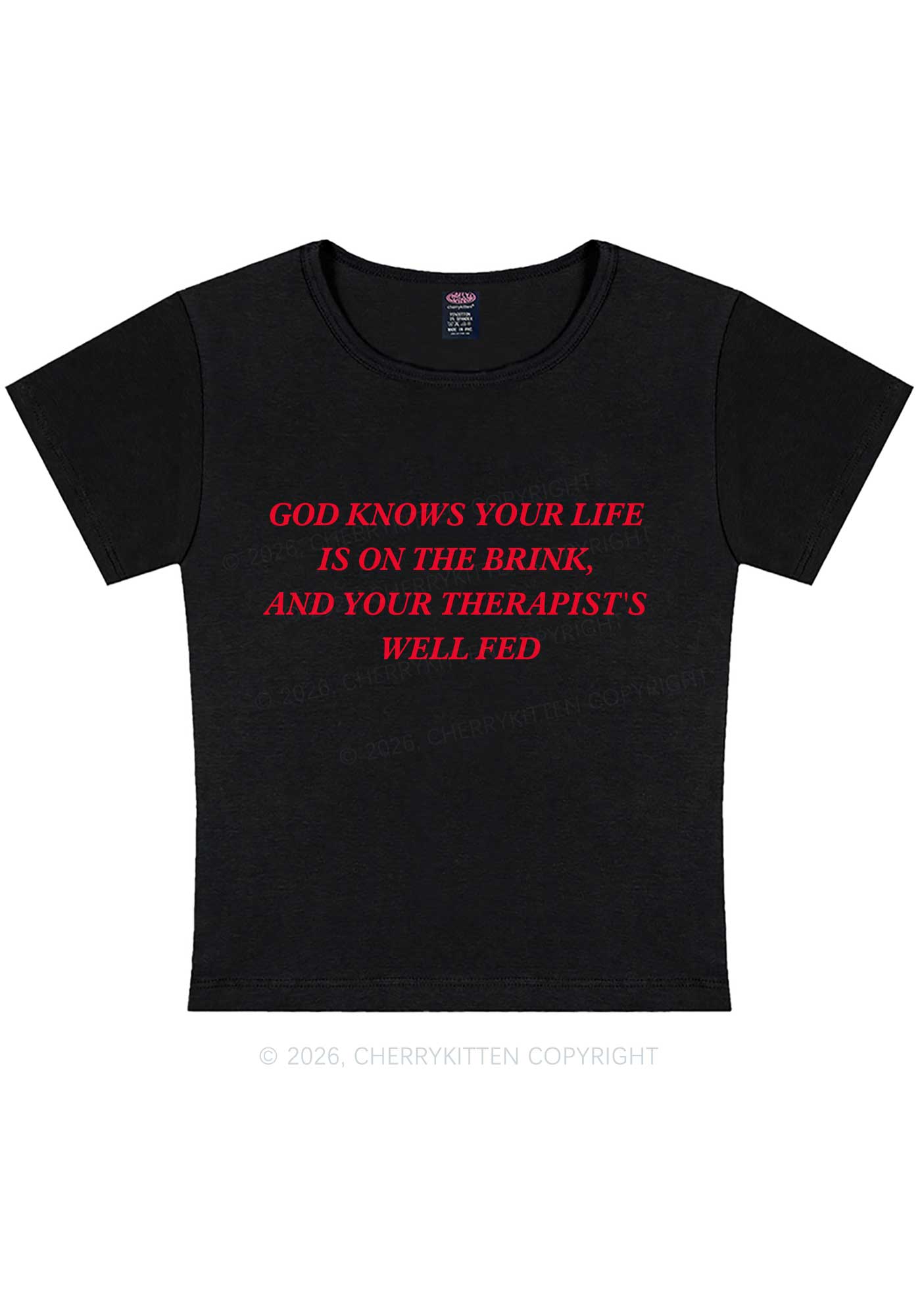 God Knows Your Life Is On The Brink Y2K Baby Tee Cherrykitten