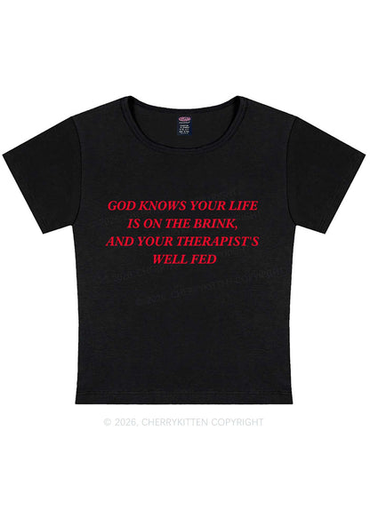 God Knows Your Life Is On The Brink Y2K Baby Tee Cherrykitten