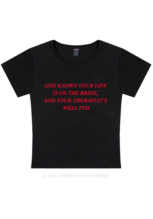 God Knows Your Life Is On The Brink Y2K Baby Tee Cherrykitten