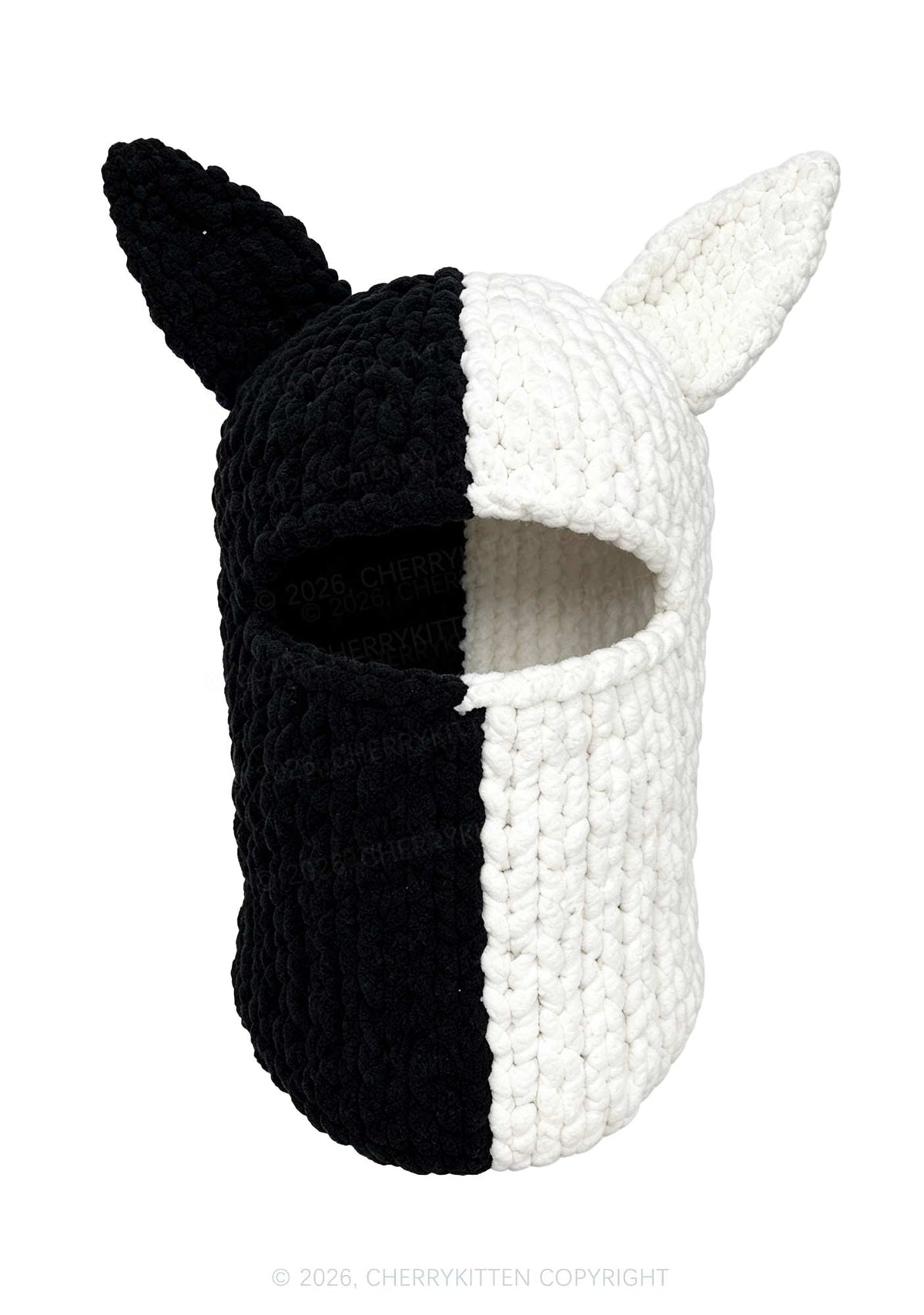 Halloween Colorblock Cat Y2K Knitted Balaclava Cherrykitten