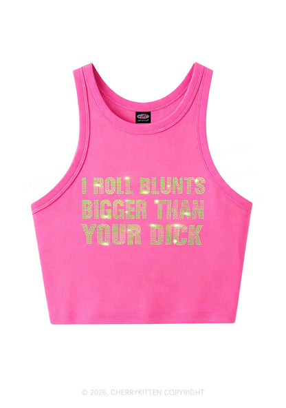 Rhinestone I Roll Blunts Y2K Crop Tank Top Cherrykitten