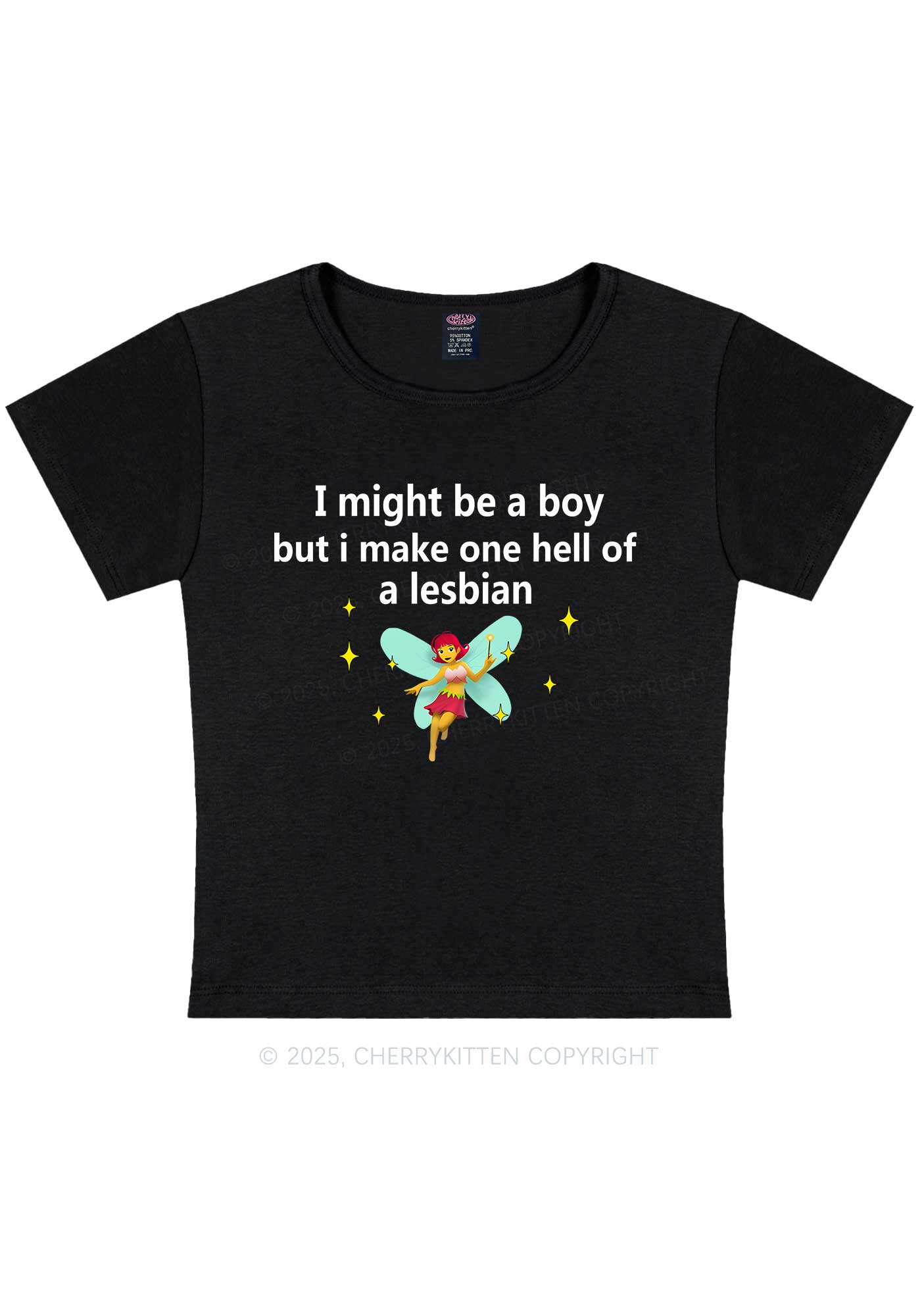 Make Hell Of Lesbian Y2K Baby Tee Cherrykitten