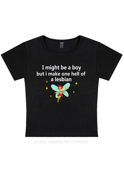 Make Hell Of Lesbian Y2K Baby Tee Cherrykitten