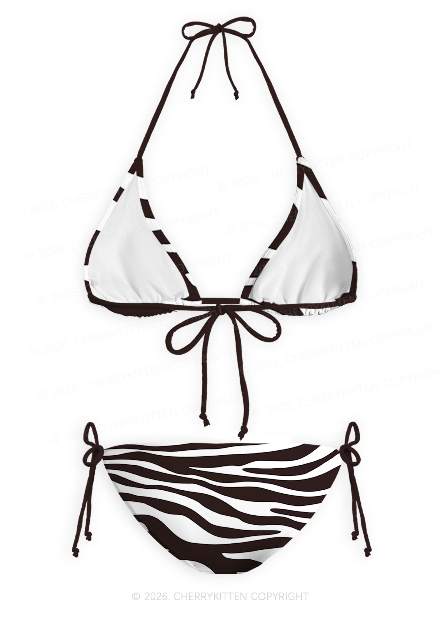 Classic Zebra Stripes Y2K Print Bikini Set Cherrykitten