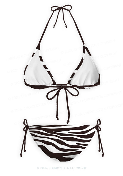 Classic Zebra Stripes Y2K Print Bikini Set Cherrykitten