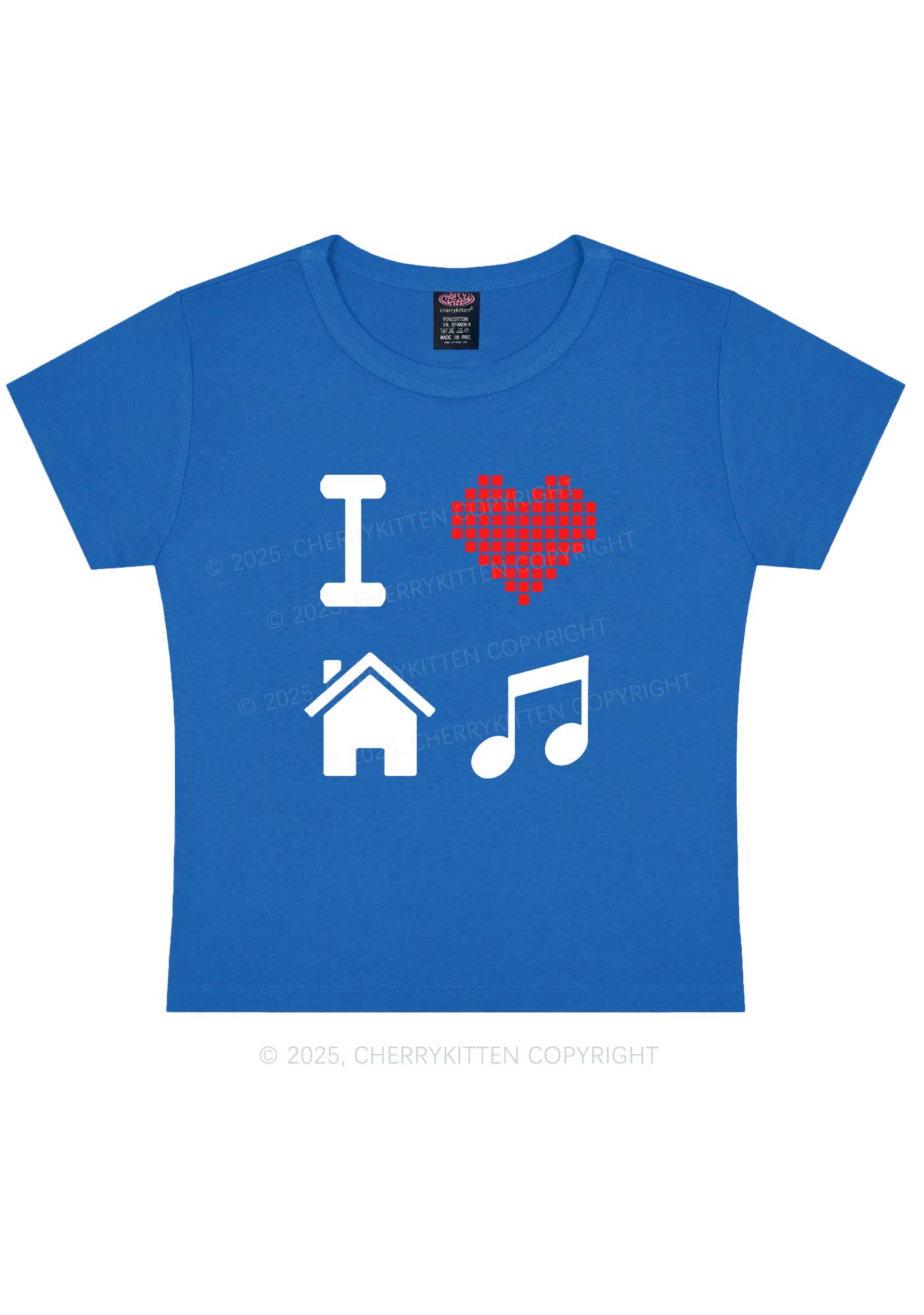 I Love House Music Y2K Baby Tee Cherrykitten
