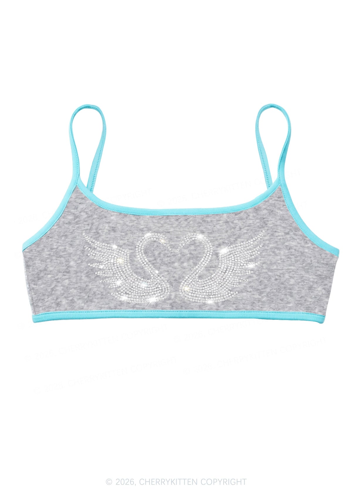 Rhinestone Swans Y2K Super Crop Cami Cherrykitten