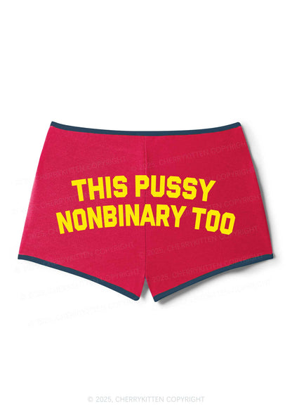 This Puxxy Nonbinary Too Pride Y2K Booty Shorts Cherrykitten
