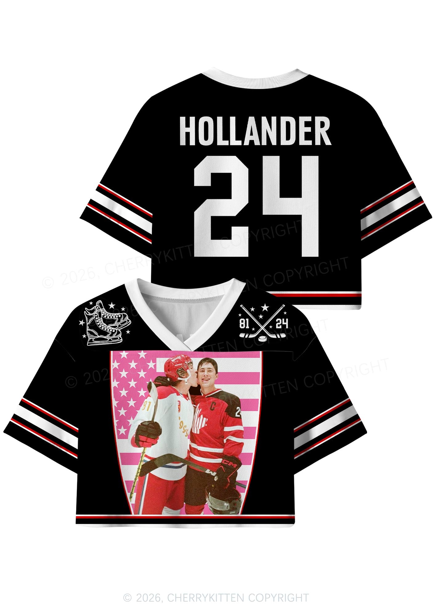 Retro Red Kissing HR Y2K Crop Sport Jersey Shirts Cherrykitten