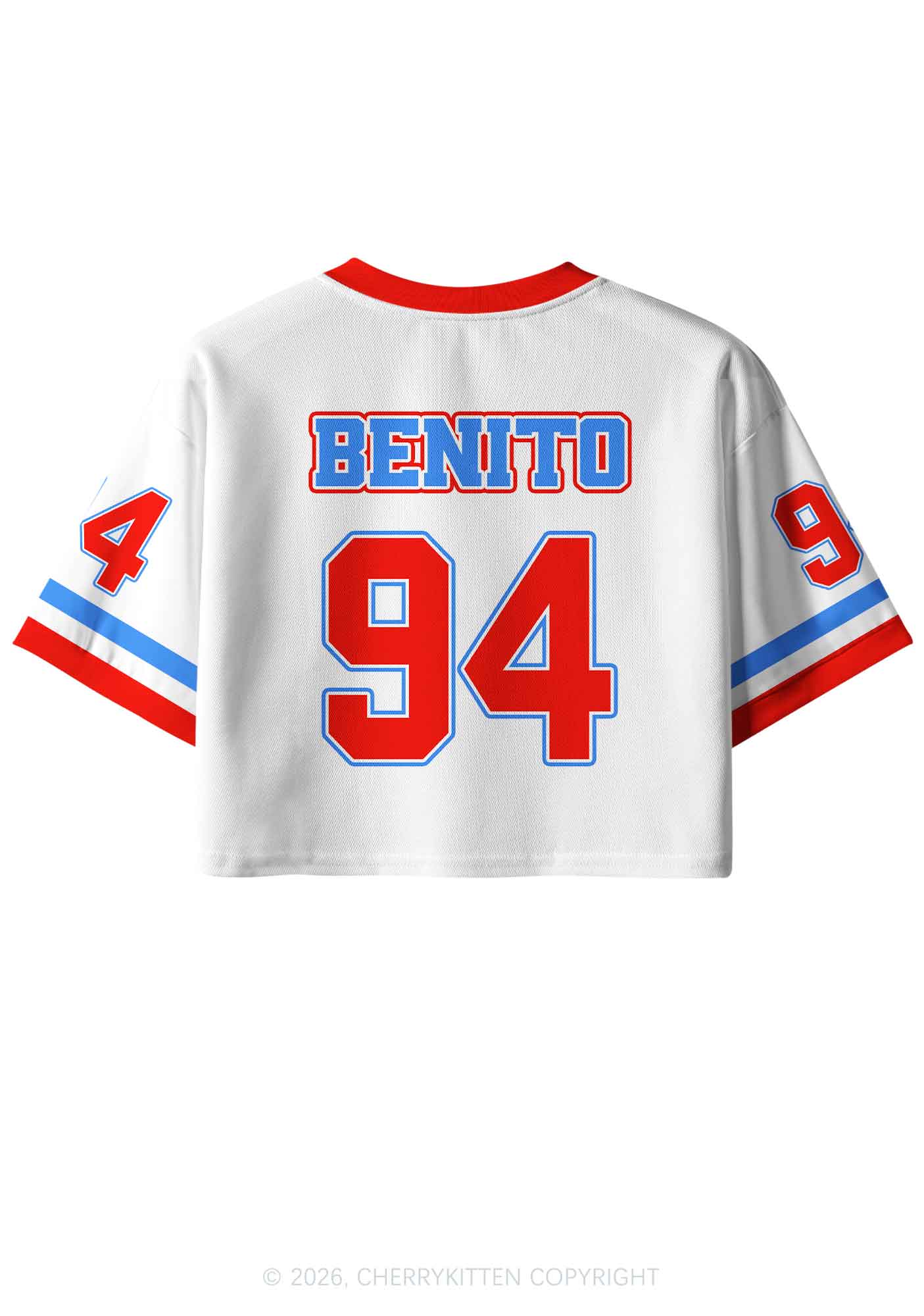 Red Blue Stripe Bunny Y2K Crop Sport Jersey Shirts Cherrykitten