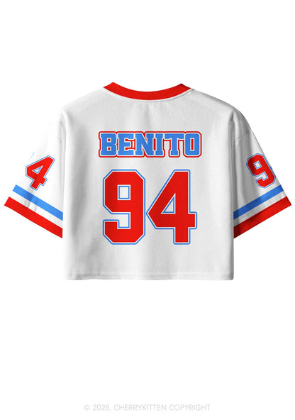 Red Blue Stripe Bunny Y2K Crop Sport Jersey Shirts Cherrykitten