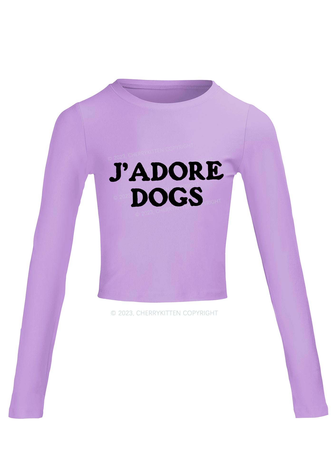 J'adore Dogs Long Sleeve Crop Top Cherrykitten