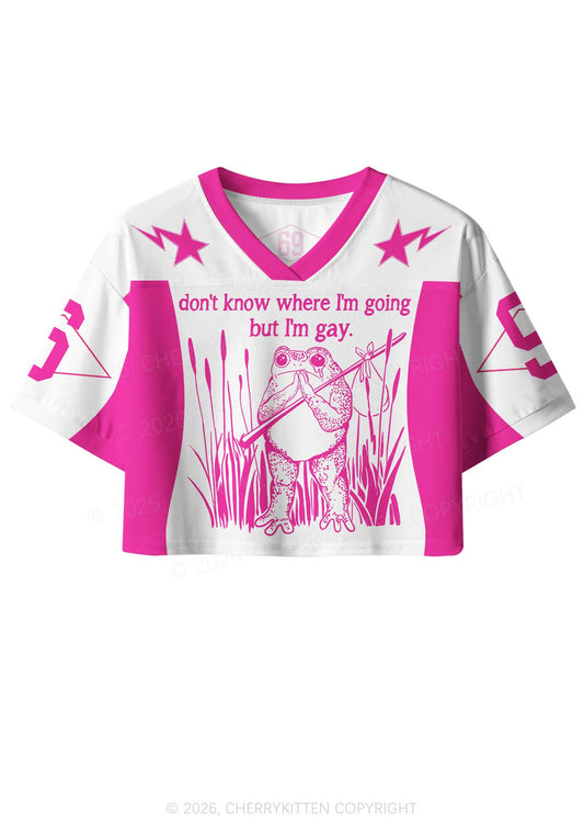 But I Am Gay Frog Pride Y2K Crop Sport Jersey Shirts Cherrykitten