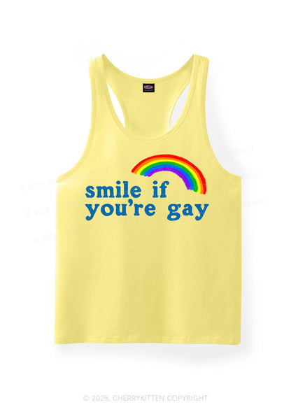 Smile If You Are Gay Pride Y2K Men Racerback Tank Top Cherrykitten