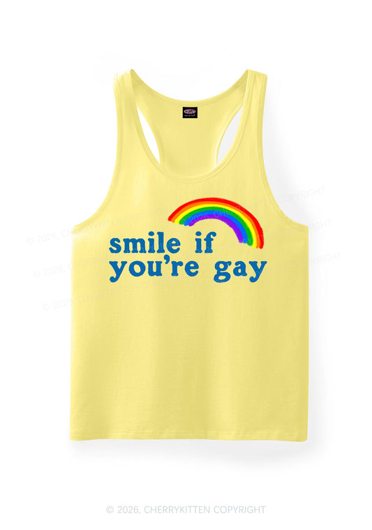 Smile If You Are Gay Pride Y2K Men Racerback Tank Top Cherrykitten