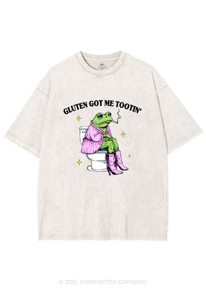 Gluten Got Me Tootin Y2K Shirts Washed Tee Cherrykitten