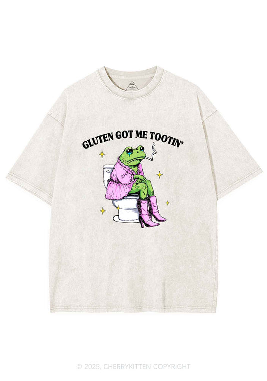 Gluten Got Me Tootin Y2K Shirts Washed Tee Cherrykitten