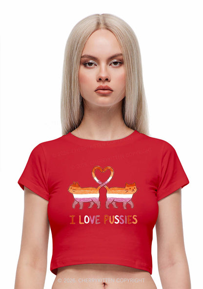 I Love Puxxies Pride Y2K Baby Tee Cherrykitten