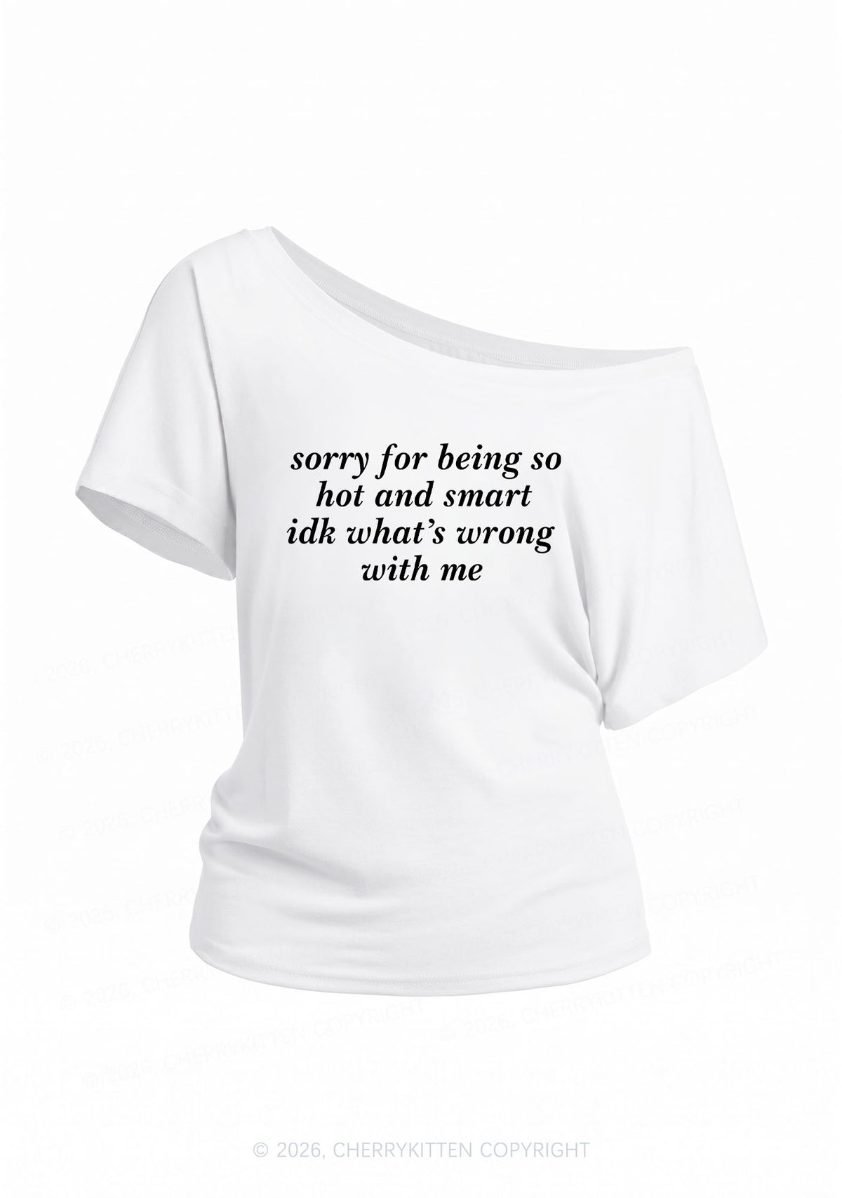 Sorry For Being So Smart Y2K Off Shoulder Tee Cherrykitten