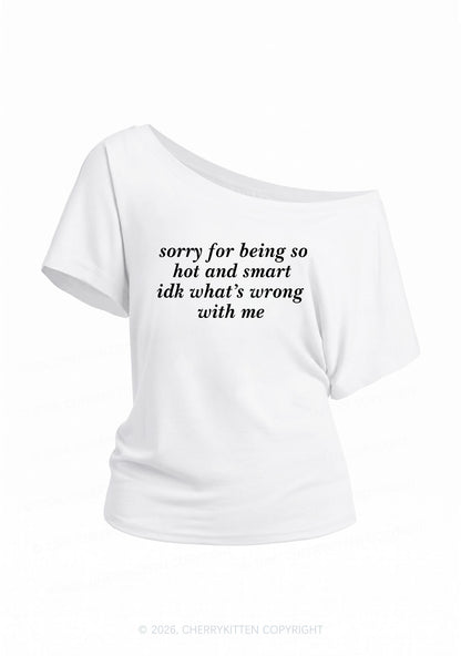 Sorry For Being So Smart Y2K Off Shoulder Tee Cherrykitten