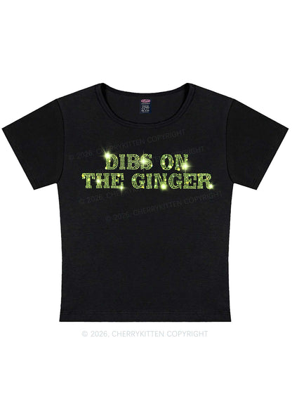 Rhinestone Dibs On The Ginger St Patricks Y2K Baby Tee Cherrykitten