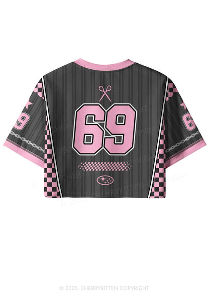 Grey Smile If You Are Lesbian Pride Y2K Crop Sport Jersey Shirts Cherrykitten