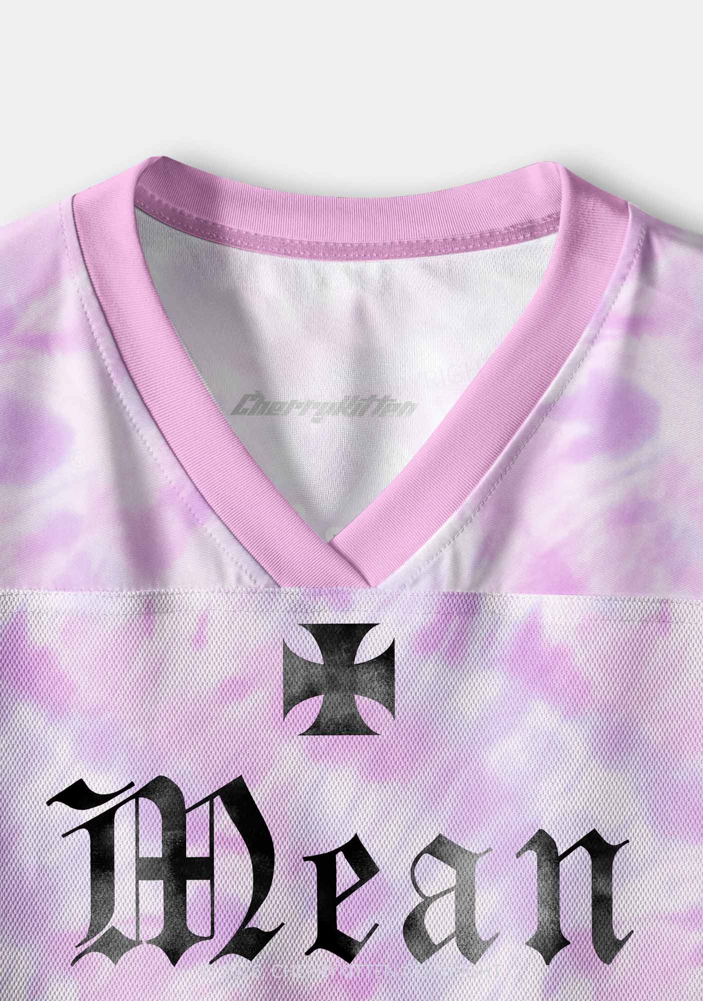 Mean Femme Pink Tie Dye Pride Y2K Crop Sport Jersey Shirts Cherrykitten