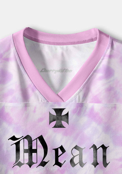 Mean Femme Pink Tie Dye Pride Y2K Crop Sport Jersey Shirts Cherrykitten