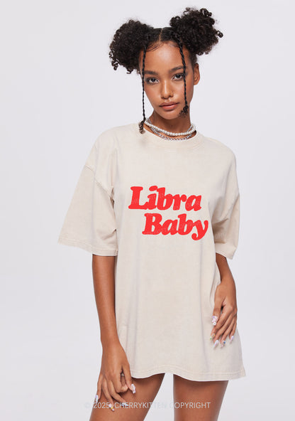 Custom Zodiac Baby Y2K Shirts Washed Tee Cherrykitten