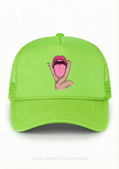 Lesbian Kissing Pride Y2K Trucker Hat Cherrykitten