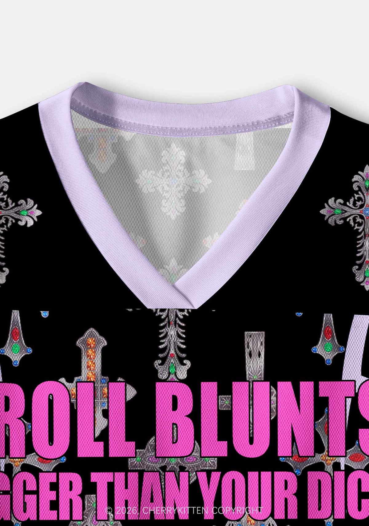 I Roll Blunts Cross Y2K Crop Sport Jersey Shirts Cherrykitten
