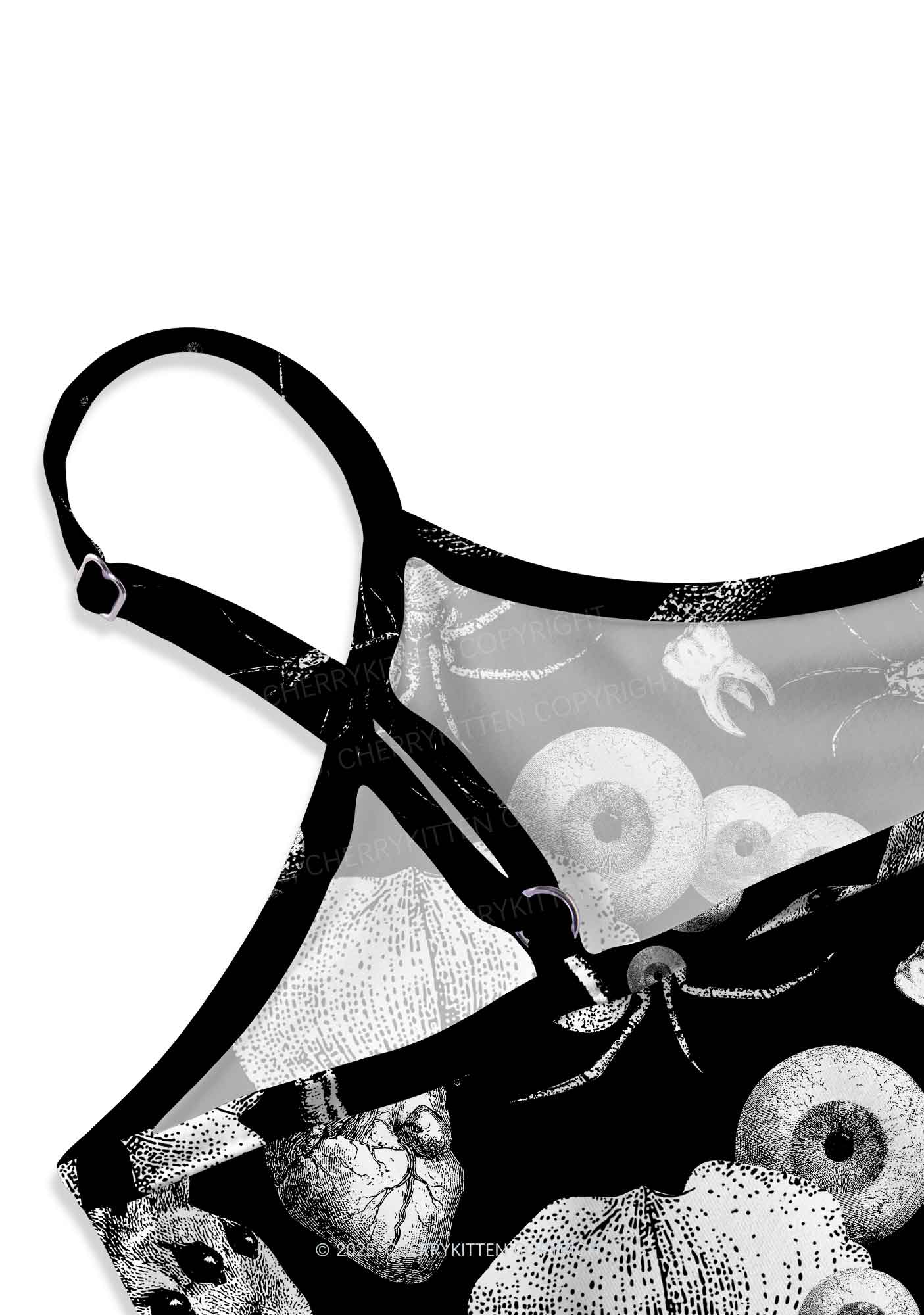 Halloween Dark Sheep Bone Y2K Print Slip Dress Cherrykitten