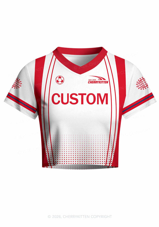 Custom Red Gradient Dots Y2K Crop Football Jersey Shirts Cherrykitten