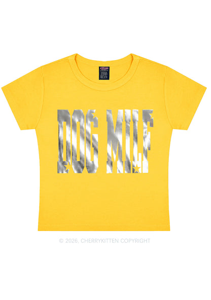 Dog Mxxf Silver Foil Printed Y2K Baby Tee Cherrykitten