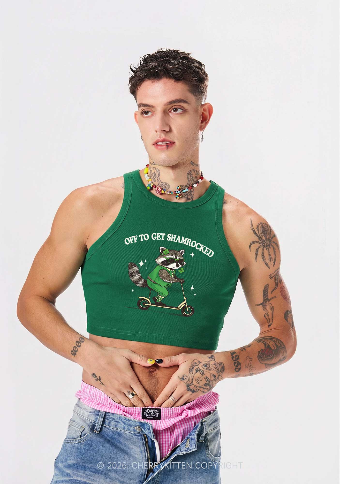 Off To Get Shamrocked St Patricks Y2K Crop Tank Top Cherrykitten