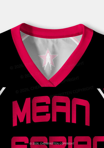 Black Mean Lesbian Pride Y2K Crop Sport Jersey Shirts Cherrykitten