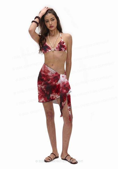 Halloween Blood Stains On White Y2K Print Bikini Set Cherrykitten