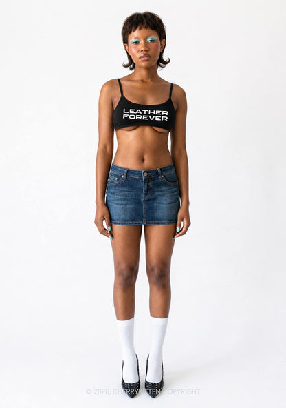 Leather Forever Y2K Super Crop Cami Cherrykitten