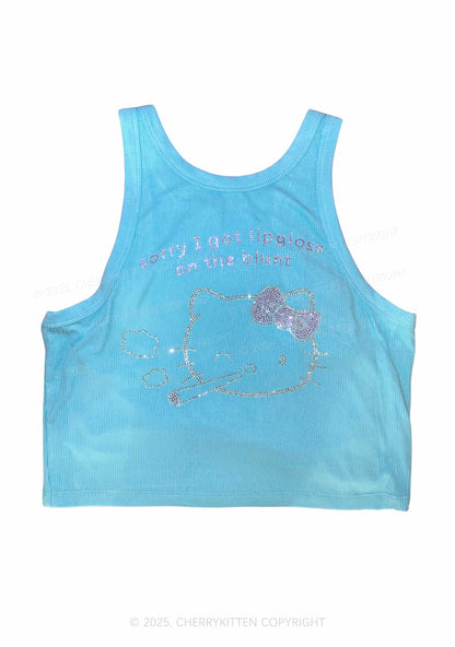 Rhinestone Sorry I Got Lipgloss Y2K Crop Tank Top Cherrykitten