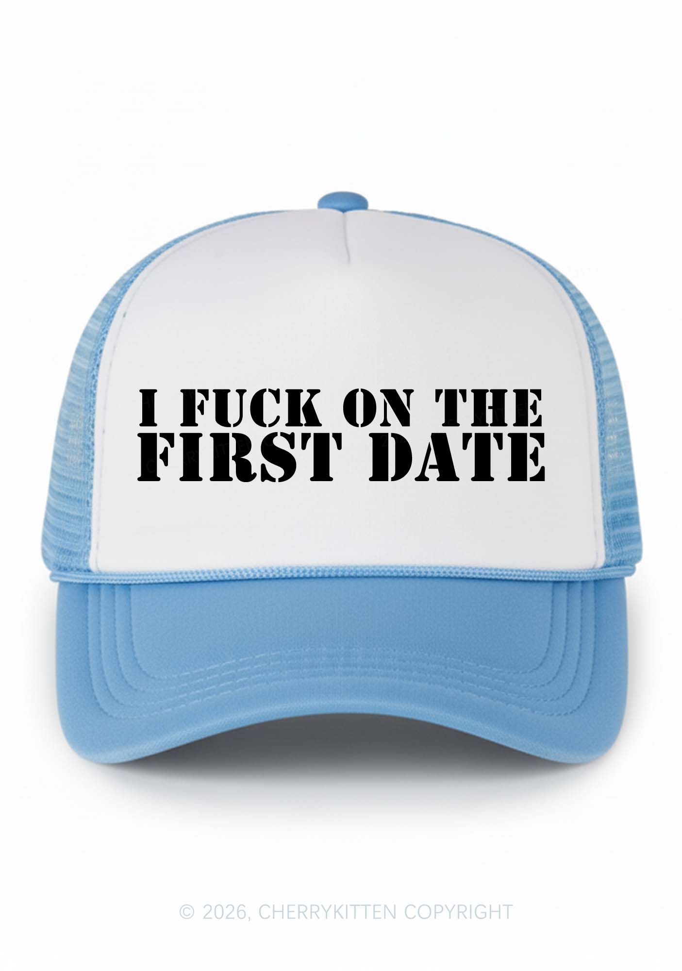 Fxxk On First Date Y2K Colorblock Trucker Hat Cherrykitten