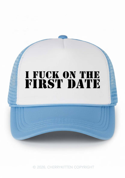 Fxxk On First Date Y2K Colorblock Trucker Hat Cherrykitten