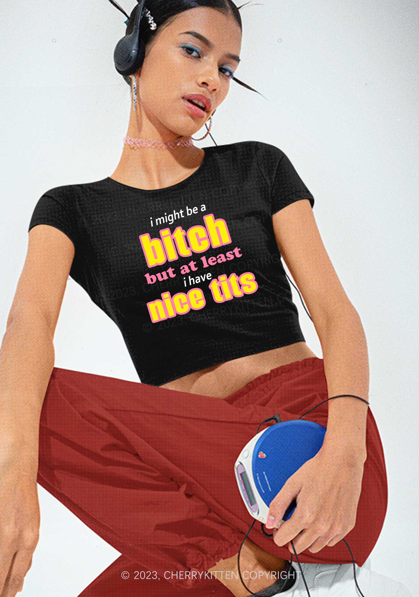 Bxxch Have Nice Txts Y2K Baby Tee Cherrykitten