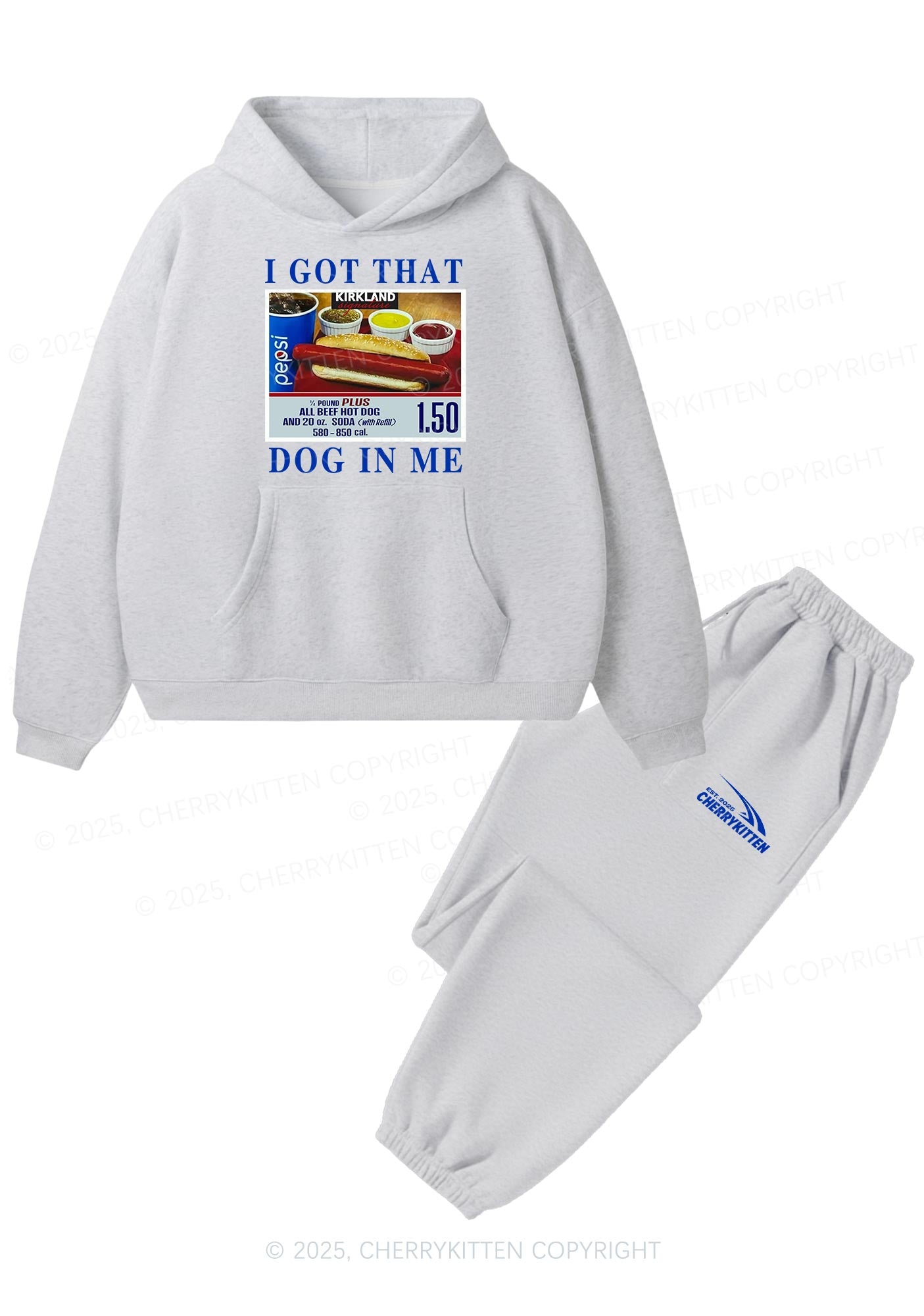 I Got That Hot Dog In Me Y2K Fleece Hoodie Set Cherrykitten