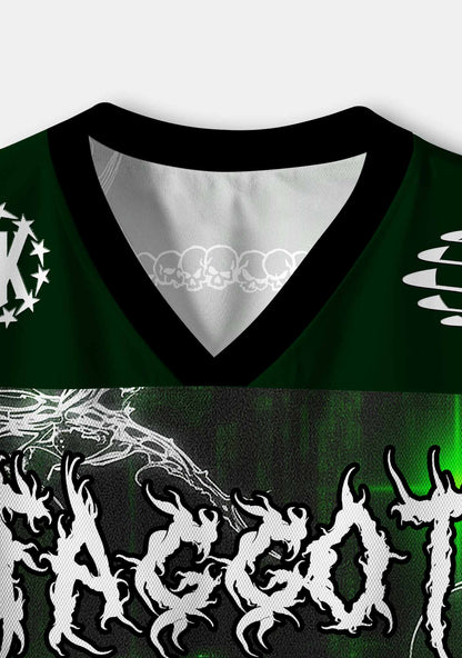 Green Gothic Faggot Pride Y2K Crop Sport Jersey Shirts Cherrykitten