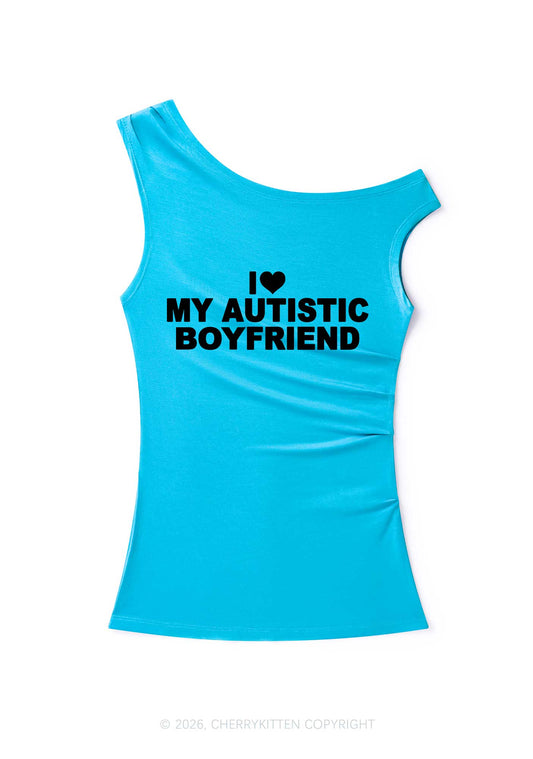 I Love My Autistic BF Valentine's Day Y2K Off Shoulder Tank Top Cherrykitten