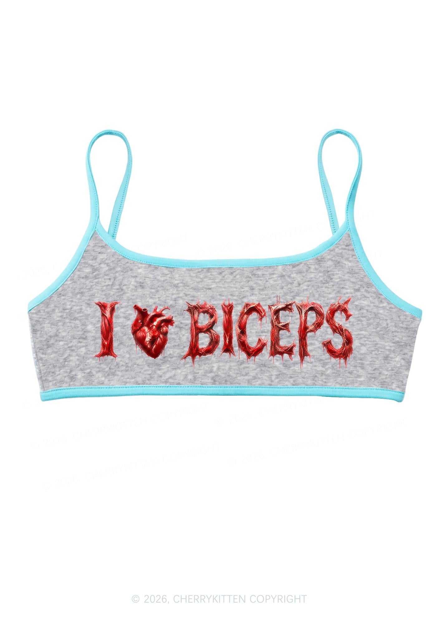 Halloween Gore Heart I Love Biceps Y2K Super Crop Cami Cherrykitten