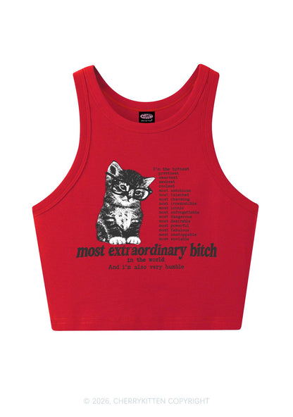 Most Extraordinary Bxxch Cat Y2K Crop Tank Top Cherrykitten