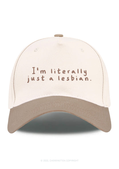 Embroidered Just A Lesbian Pride Y2K Color Block Baseball Cap Cherrykitten