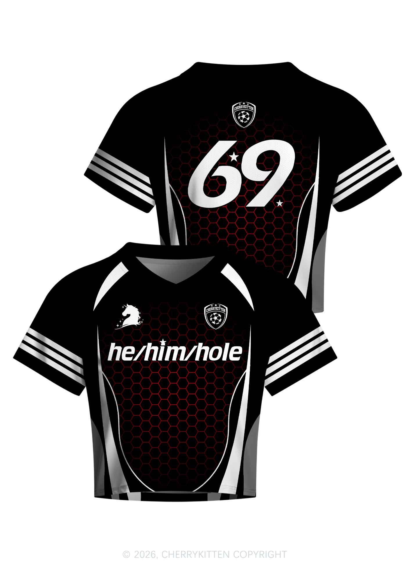 Black He Him Hole Pride Y2K Crop Football Jersey Shirts Cherrykitten